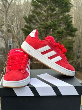Adidas Grand Court Alpha 00s Red Low Casual Sneaker Womens 7 Youth GS 5.5Y NEW